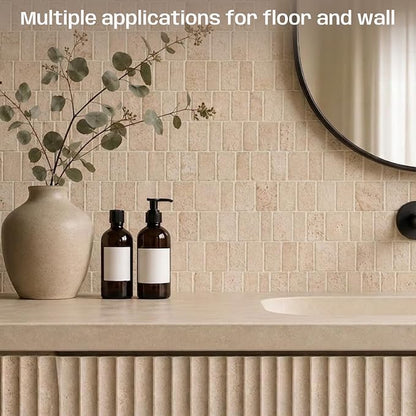 2×3 Inch Piano Travertine Marble Mosaic Tile for Wall Floor, 5 Sheets | Water & Heat Resistant Honed Marble Backsplash Tiles for Kitchen Bathroom Fireplace Surround Durable Unique Veins 4.5SQFT