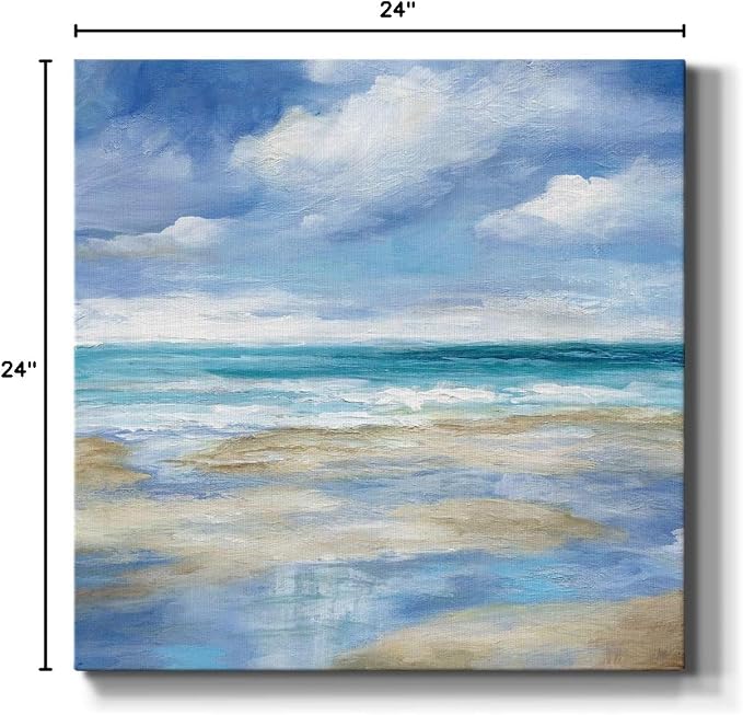 Renditions Gallery Washy Coast Wall Art, Premium Gallery Wrapped Canvas Decor, Ready to Hang, 24 in H x 24 in W, Made in America Print