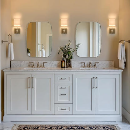 Oval Mirror for Bathroom, 22x30 Brushed Nickel Oblong Bathroom Mirror for Vanity with Stainless Steel Metal Frame, Modern Anti Rust Wall Mounted