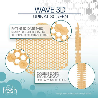 Fresh Products Wave 3D Urinal Screen Deodorizer, Summer Sunshine, 10 packs | Anti-Splash Shield For Men Bathroom, 30-Day Odor Control With Beneficial Bacteria, Easy Double-Sided Install, Made In USA