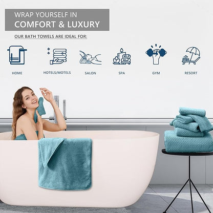 Extra Large Bath Towel Set of 4 (35"x70"),Oversized Bath Sheet Super Soft Highly Absorbent Jumbo Bathroom Towel Set Microfibers Quick Dry Shower Towel for Hotel,Bathroom,Guest,Spa,Gym (Turquoise)