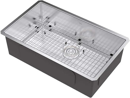 Kraus KHU100-32 Standart PRO 16 Gauge Undermount Single Bowl Stainless Steel Kitchen Sink, 32 Inch