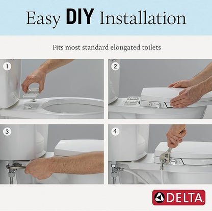 Delta 833004 Elongated Soft Close Bidet Seat with Manual Control Self-Cleaning Wand - White