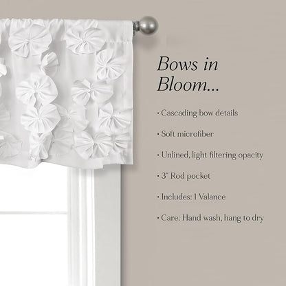 Lush Decor Riley Window Valance, Single 54" W x 18" L, White - Valance Curtains - Kitchen Valances for Windows - Bathroom Window Curtains