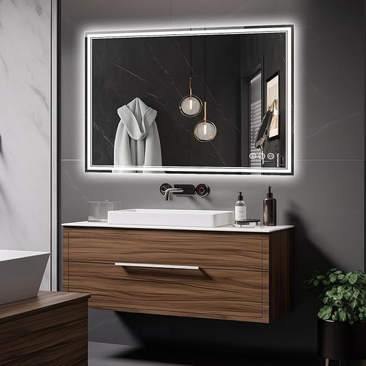 40x30 Inch LED Bathroom Mirror with Frontlit & Backlit（Independent Control）, Lighted Mirror for Bathroom Wall with 3-Color Dimmable & Anti-Fog, Vanity Mirror with Lights