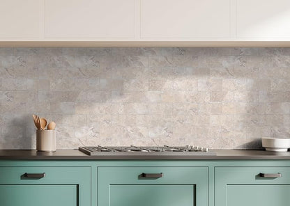 Yipscazo Peel and Stick backsplash 3 x 6 Inches 3D PVC Composite Wall Tile Stick on Backsplash Tile for Kitchen Bathroom, Laundry Room, Fireplace(Beige Stone Texture, 2 Pieces)