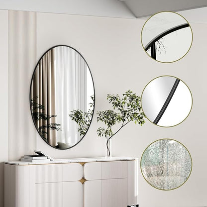 Koonmi Black Oval Bathroom Mirror, 24"x32" Oval Mirror for Wall | Shatterproof Bathroom Vanity Mirror for Bedroom Living Room Entryway, Horizontal or Vertical, Hardware Included