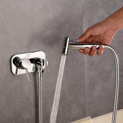 TRUSTMI Toilet Concealed Hot and Cold Bidet Spray Set, Brass Hand Held Warm Water Sprayer Shattaf,Chrome