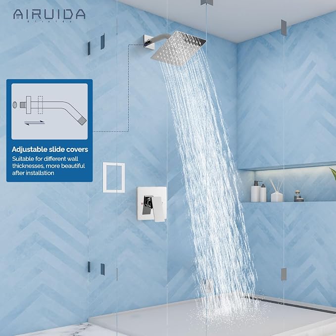 Airuida Shower Faucet Set,6 Inch Shower Valve Kit,Chrome Polish | Male Threads,Rough-in Valve Shower Trim Kit,Single Handle Control Shower Set