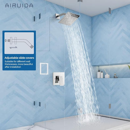 Airuida Shower Faucet Set,6 Inch Shower Valve Kit,Chrome Polish | Male Threads,Rough-in Valve Shower Trim Kit,Single Handle Control Shower Set
