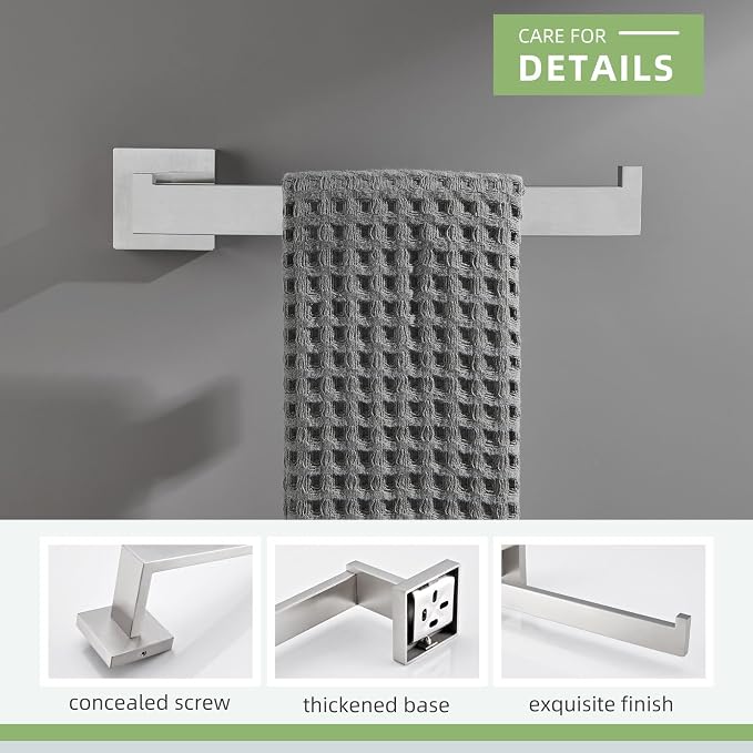 Angle Simple Hand Towel Holder Brushed Nickel, Bathroom Towel Bar 10.24" | Sturdy SUS304 Stainless Steel, Square Hanger with Open Arm, Space Saving Home Decor, Screws Mounted