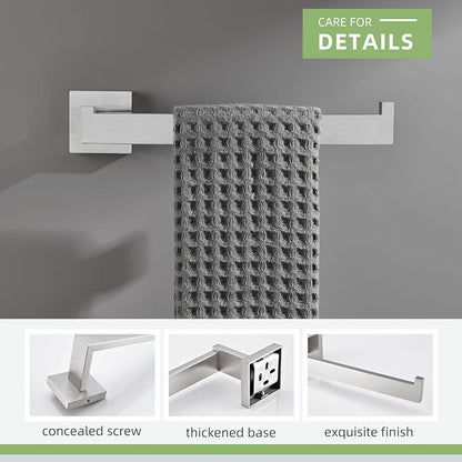 Angle Simple Hand Towel Holder Brushed Nickel, Bathroom Towel Bar 10.24" | Sturdy SUS304 Stainless Steel, Square Hanger with Open Arm, Space Saving Home Decor, Screws Mounted