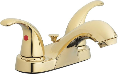 Aqua Vista 15-B42WP-PB-AV Two Handle Bathroom Sink Faucet, Polished Brass