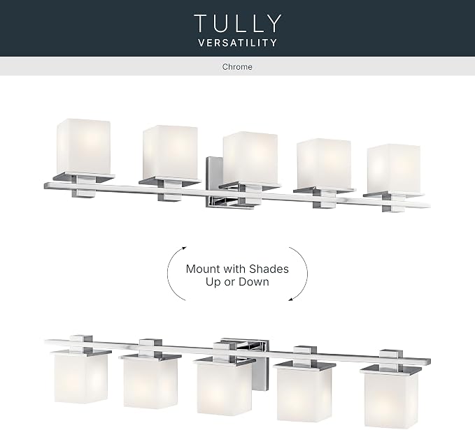Kichler Tully 40.25" 5 Light Vanity Light with Satin Etched Cased Opal Glass Chrome