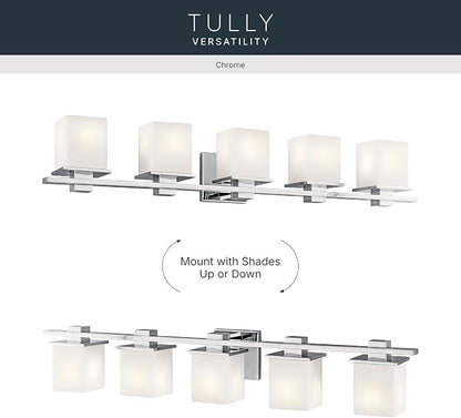 Kichler Tully 40.25" 5 Light Vanity Light with Satin Etched Cased Opal Glass Chrome