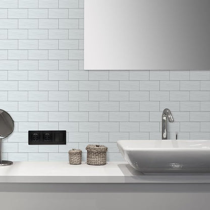 AULIGET 4-Piece Stainless Steel Subway Tile Peel and Stick Backsplash, 3" x 6" Metal Stick on Wall Tiles for Backsplash Kitchen, Bathroom, Laundry Room, Camper, Fireplace