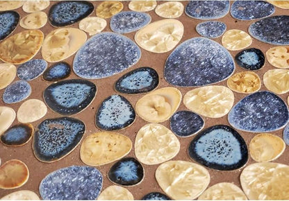Glazed Blue Mosaic Ceramic Pebble Porcelain Tile Swimming Pool Bath Shower Wall Flooring Tile TSTGPT001 (5 Square Feet)