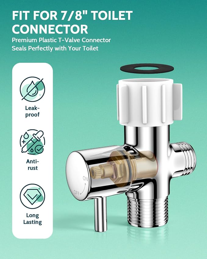 LUFEIDRA Handheld Bidet Sprayer, Adjustable Water Pressure, RV Toilet Use | Upgraded Leak-Free PVC Bidet Hose, 7/8" Brass T-valve, Stainless Steel, Feminine Wash, Cloth Diaper Rinse, Easy Install