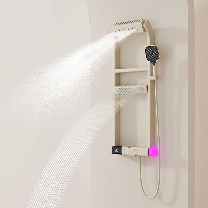 BEITH Thermostatic Shower System, 2025 Upgraded 6 Functions Piano Key Design Shower Set, 40x10cm Shower Faucet Sets Complete and Handheld, LED Digital Display, Bathtub Faucet, 59A Copper