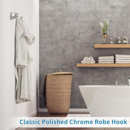 FILTA Bathroom Towel Hooks, Polished Chrome Robe & Towel Hooks for Wall Mounted, Traditional Towel and Robe Hooks for Hanging Towels, Bath Towel Holder for Shower(2 Pack)