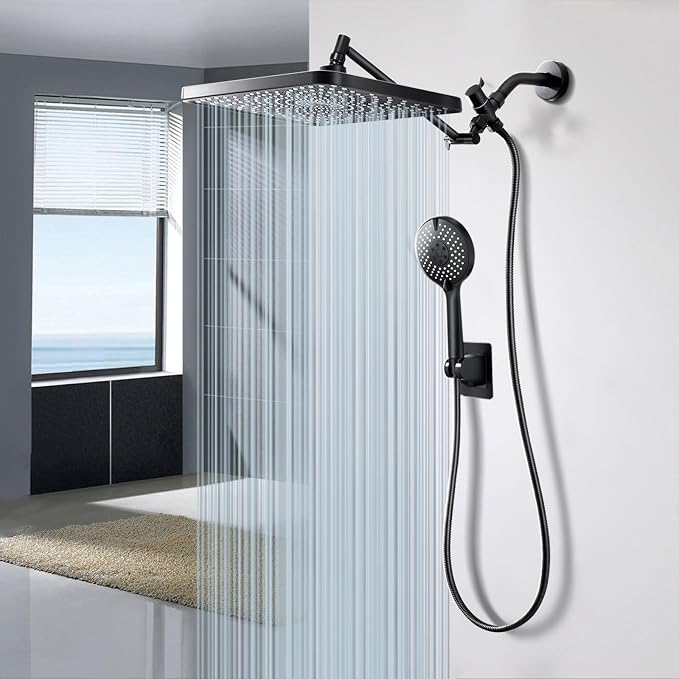 Rain Shower Head Starry Sky 12.2" High Pressure with Handheld Spray Combo | Rainfall Shower Head, Height Adjustable Dual Shower Head, Luxury Waterfall Showerhead Bathroom | Air-in Tech