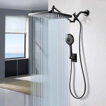 Rain Shower Head Starry Sky 12.2" High Pressure with Handheld Spray Combo | Rainfall Shower Head, Height Adjustable Dual Shower Head, Luxury Waterfall Showerhead Bathroom | Air-in Tech