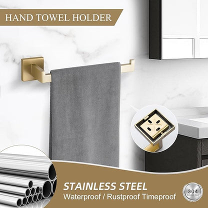 TURS Brushed Gold Bathroom Hardware Set 4-Piece Bath Towel Bar Set 24 Inch Stainless Steel Towel Holder Set for Bathroom Wall Mounted