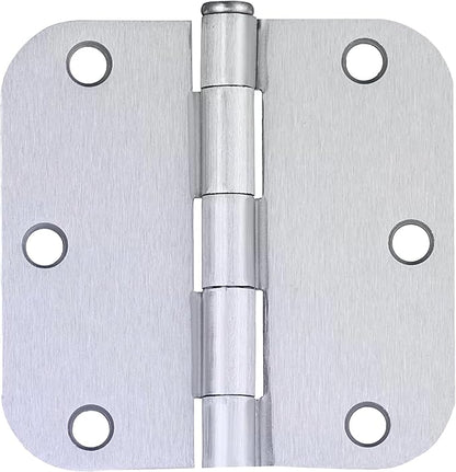 Design House Door Hinges for Interior Doors 12-Pack 3.5-inch x 3.5-inch – Rounded 5/8-inch Radius Steel Door Hinge – Brushed Chrome – Fits Standard Doors – Design House 184481