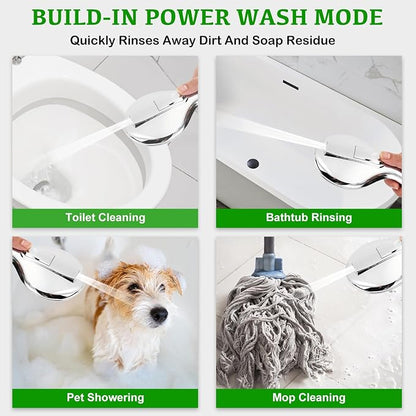 OHDAY® High Pressure Shower Head with Handheld Built-in Power Wash 6-Mode | Powerful Showerhead with 70'' Stainless Steel Hose,Adjustable Bracket,Power Wash for Tub,Tile,Pet & Bathroom Corner