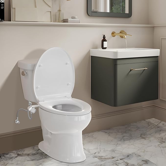 Ultra-Slim Bidet Dual Mode Bidet Attachment for Toilet, Bidet Toilet Seat Attachment with Pressure Controls(Feminine/Posterior Wash),Easy to install Design Non-Electric Bidet