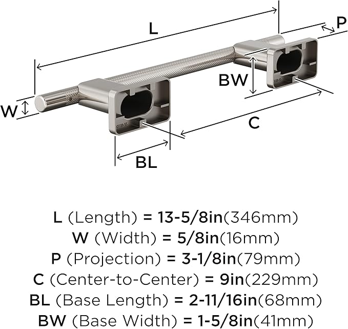 Amerock Bronx Brushed Nickel 9 inch (229mm) Towel Bar, BH26616G10