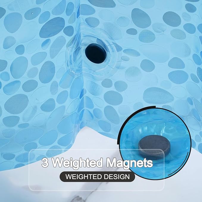 Shower Curtain Liner, 100% Waterproof Eva Shower Curtains with 3 Duty Heavy Bottom Magnets and 12 Rust Proof Grommets, 72x72 Weighted Shower Liner for Shower Stall, Bathtubs