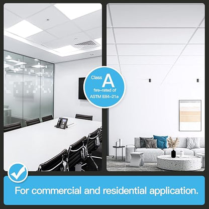 Art3d 10-Pack Smooth Drop Ceiling Tile 2ft x 4ft - Fire-Rated, Waterproof, Reusable - Premium PVC, No Sag and Breakage - Cover 80 Sq. Ft, White | 2 x 2 ft, PVC, Waterproof, Fire-Rated, Reusable, Compatible with Grid System, Perfect for Living Room