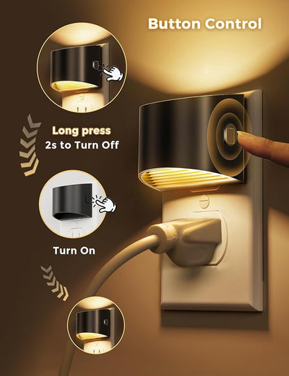 L LOHAS LED Night Lights Plug into Wall 2 Pack, Dusk to Dawn Nightlight | Plug in Night Light with Brightness Adjustable, 3000K Soft White