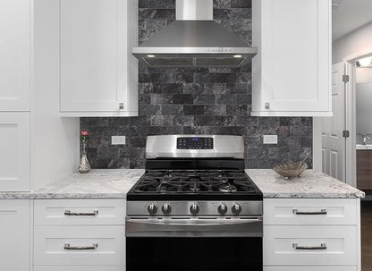 StyloVue 100 Pieces Peel and Stick Backsplash for Kitchen, 3" x 6" PVC Subway Tile 2026 Upgraded Graphite Stone Backsplash Stick on Tile Elevate Kitchen Fireplace RV