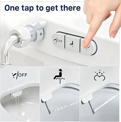Clirass Bidet Toilet Seat, Soft Close Toilet Seat, Button control Feminine/Posterior Wash Switch, Knob Control Water Pressure,White Bidet Seat Attachment with Brass inlet (Elongated-D)