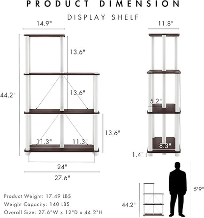 Homes: Inside + Out Apexa Modern 5-Cube Ladder Shelving Units, Collectibles Display Shelves, Easy Assembly Standing Shelf, Home Storage Organizer for Living Room, Bedroom, Office, Espresso