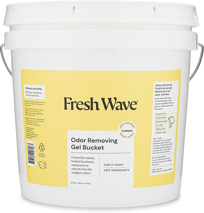 Fresh Wave Odor Eliminator Gel Bucket, 248 oz. Lemon Refill | EPA Safer Choice rated, No parabens or harsh chemicals, Refills up to 16 large gel jars, Pet-safe room deodorizer
