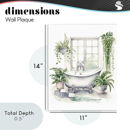 Lush Greenery Bathtub Window, 11 x 14 Inch Mounted Print on Wall Plaque | Stupell Industries · By Lettered and Lined · Ready to hang once unboxed · Made in USA