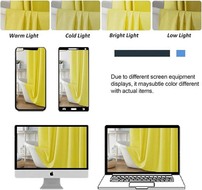 Lemon Shower Curtain for Bathroom 72x72 Inch, 3D Embossed Textured Waffle Fabric Shower Curtains, Soft Hotel Farmhouse Style, Water Repellent, Machine Washable, Lemon, 72" W x 72" L
