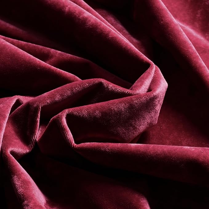 TAMGHO Crushed Velvet Shower Curtain, Marron Red, 72 x 72 | Luxury Crushed Velvet, Gold Decor Metal Hooks, Machine Washable, Thick Fabric