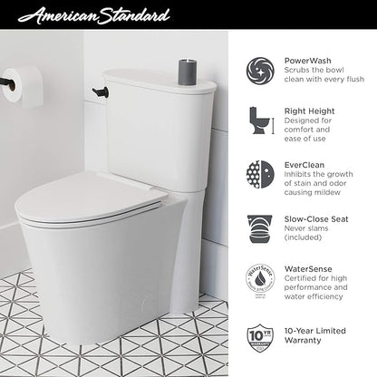 American Standard 226AA104.020 Studio S Right Height Elongated Toilet with Seat - Left Hand Trip Lever, White