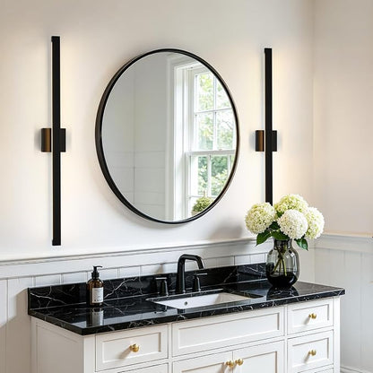 39 Inch Modern Bathroom Vanity Light - Black Bathroom Light Fixture Over Mirror with Up & Down Lighting 30W Dimmable 5CCT LED Bath Vanity Lights for Bathroom Restroom Bedroom