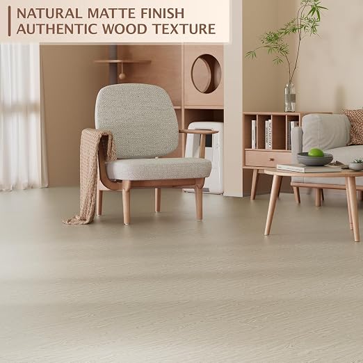Peel and Stick Floor Tile, 20 Pcs 12" x 12" Waterproof Wood Grain Luxury Vinyl Plank Flooring, Easy DIY Self Adhesive Vinyl Floor for Bathroom, Kitchen, Living Room, Light Brown