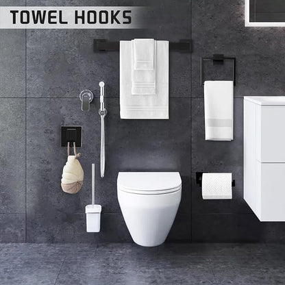 Matte Black Bathroom Hardware Accessories Set of 10 Pieces, 15.6 Inch Bath Towel Bar Set, 304 Stainless Steel Bathroom Hardware Set, Towel Racks for Bathroom Wall Mounted