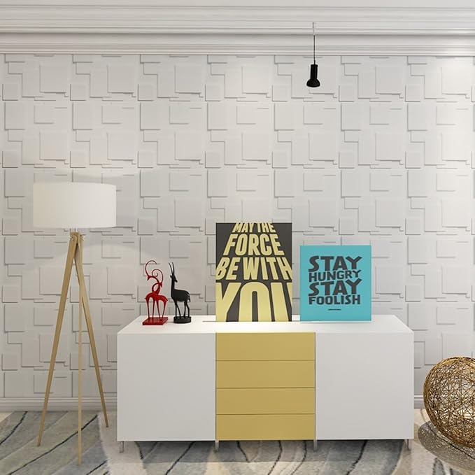 Art3d Decorative Tiles 3D Wall Panels for Modern Wall Decor, Magic Square-White, 12 Panels 32 Sq Ft