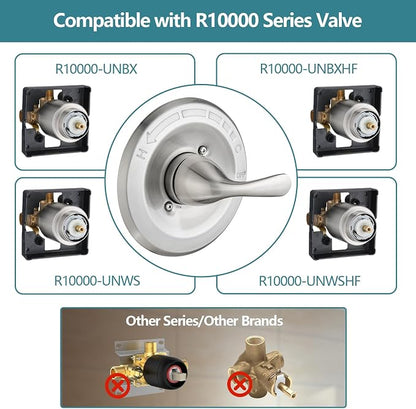 Shower Trim Kit Compatible with 13/14 Series, Shower Cover Plate with Handle, Brushed Nickel(Valve& Catridge Not Inclued)