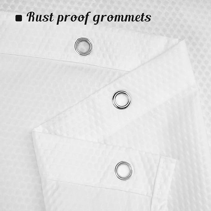 Embossed Microfiber Long Shower Curtain Liner 71 x 78, White | Machine Washable, Bottom Magnets, Water Repellent, 71x78 Inches Soft Fabric Shower Curtain for Bathroom