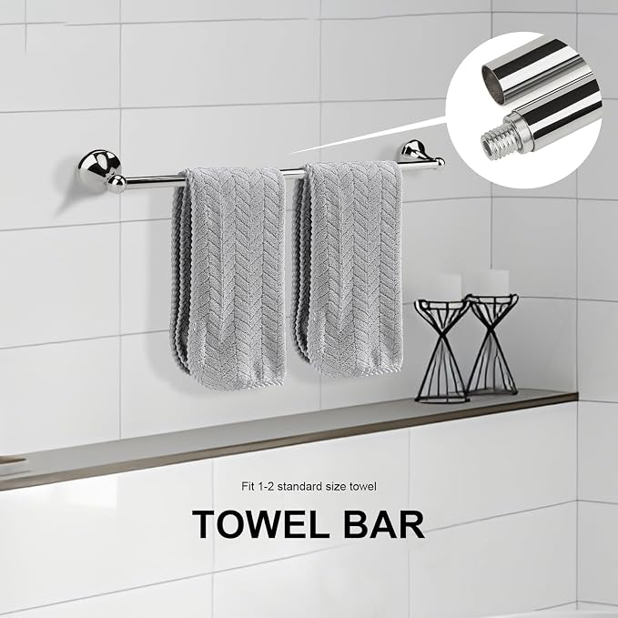 4 Piece Antique Bathroom Hardware Accessories Set Chrome,Towel bar Set 24 Inch Towel Bar Set,Towel Rack Set,Bathroom Towel Holder Set