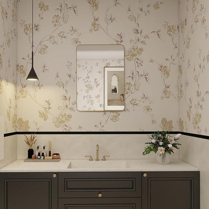 20x28 in Brushed Gold Medicine Cabinet with Mirror for Bathroom | Fully Assembled; Recessed or Surface Wall Mount; Metal Cabinet with Tempered Glass Mirror and Two Adjustable Glass Shelves